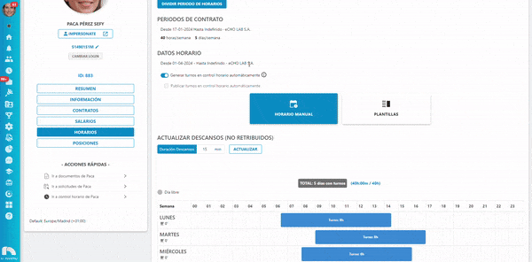 Actualizar descansos no retribuidos