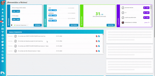 Crear horario del contrato