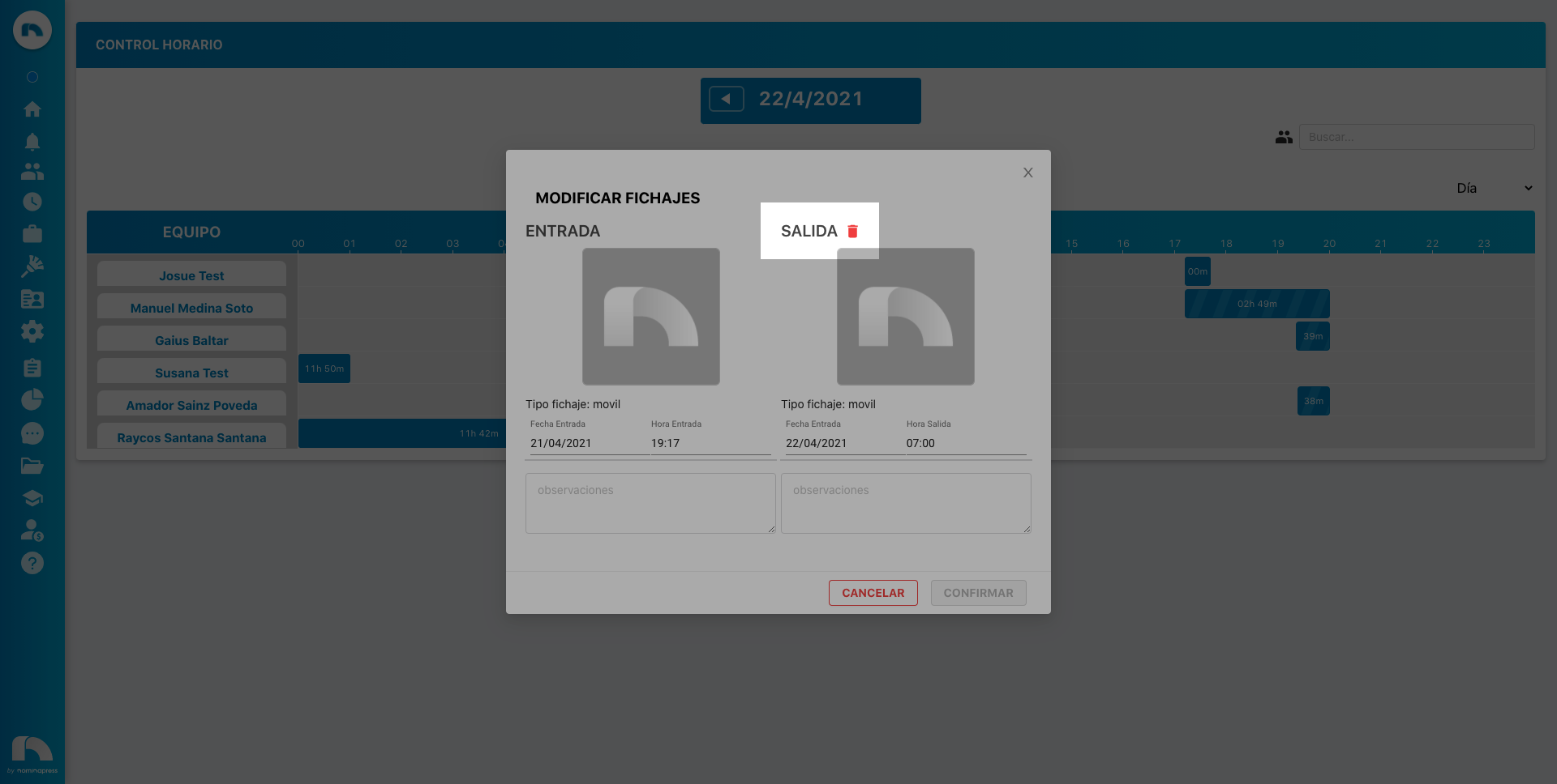 Borrar Último Fichaje Borrar Último Fichaje