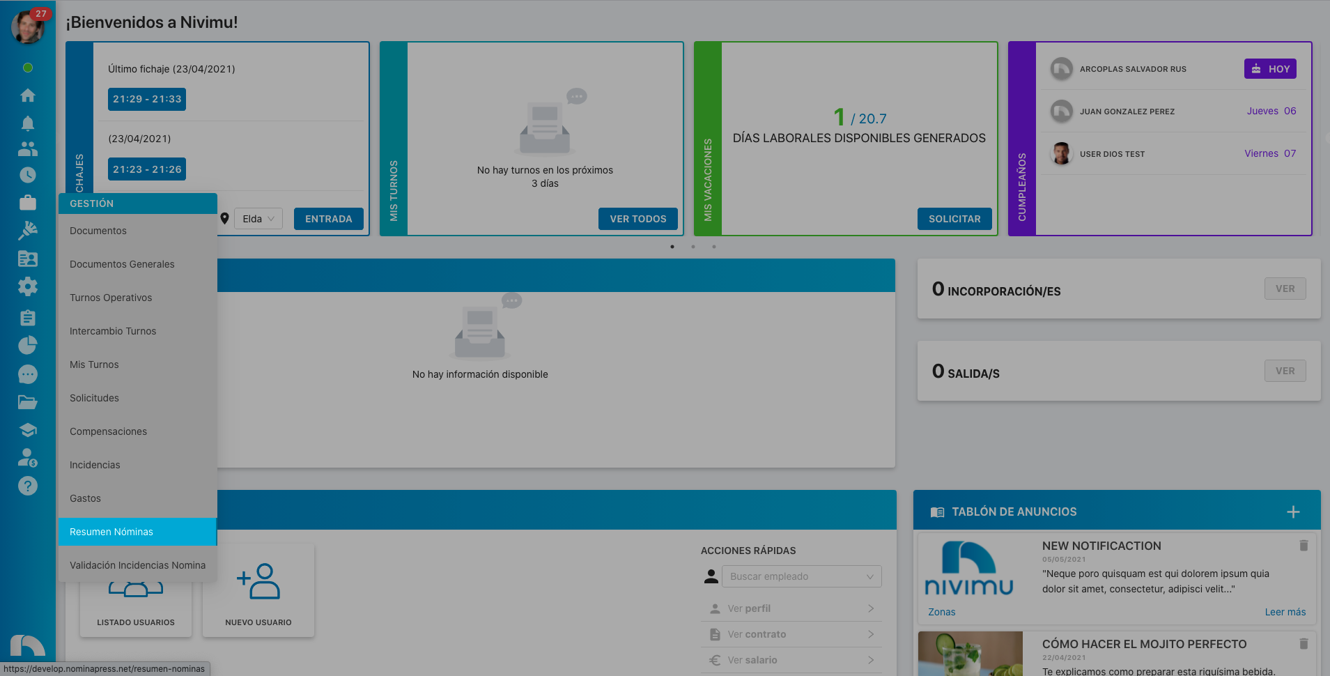 Resumen nominas Resumen nominas