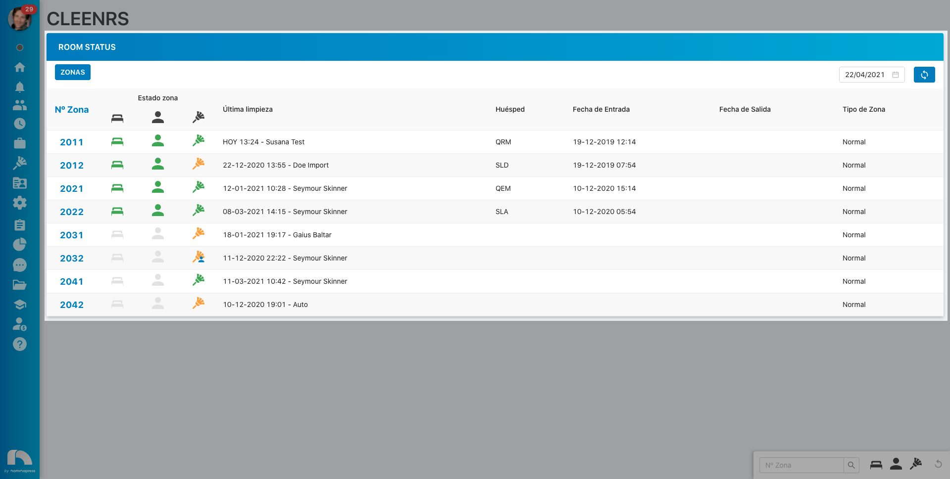 Raum-Status erweiterte Tabelle Raum-Status erweiterte Tabelle