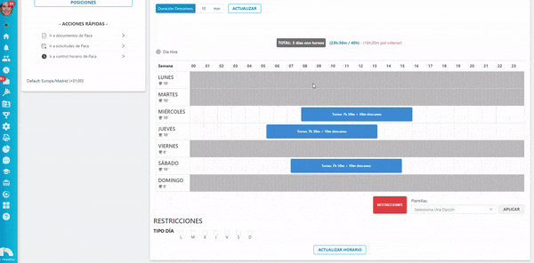 Apply template to manual schedule Apply template to manual schedule