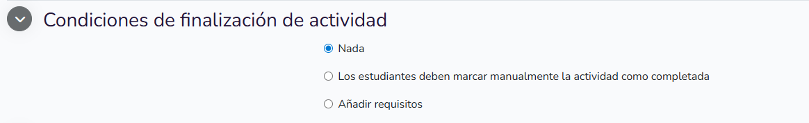 Completion conditions